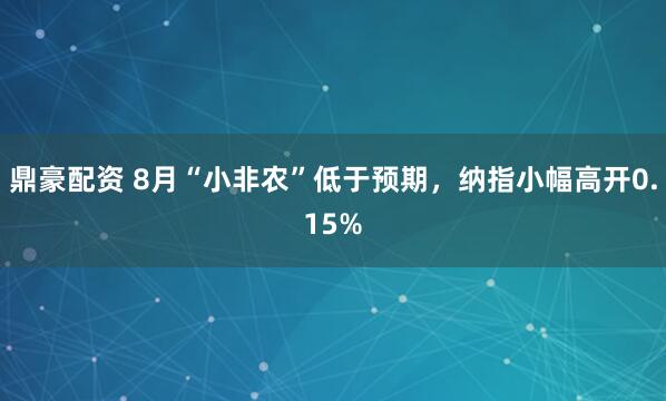 鼎豪配资 8月“小非农”低于预期，纳指小幅高开0.15%